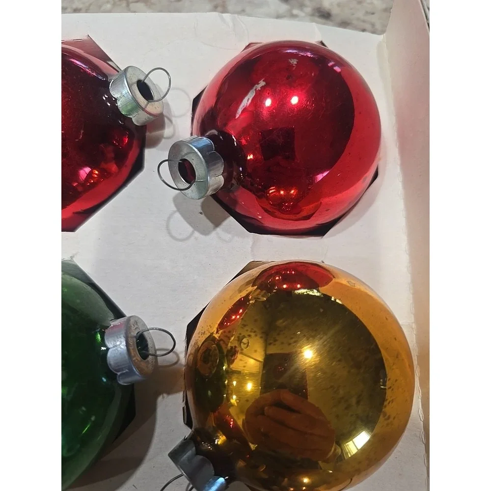6 Vintage‎ Glass Christmas Ornaments